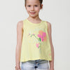 Girl's light sleeveless top with embroidered orchid and cross back