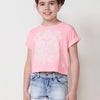 Girl's top with embossed butterfly and dropped sleeves