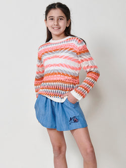 Tricot round neck sweater GIRLS multicolor - Koroshi 2515TR03
