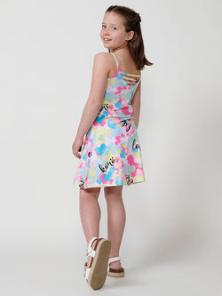 Watercolor printed strapless dress GIRLS multicolor - Koroshi 2515VS06