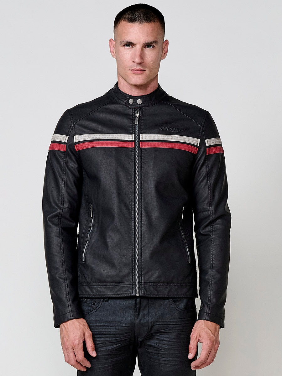 Men's biker leather effect jacket – Koröshi