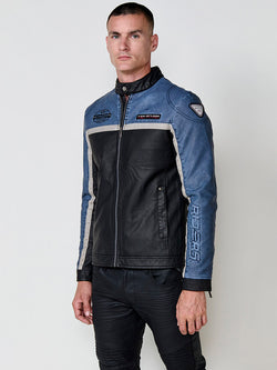 Giacca da corsa bicolore da uomo blu - Koroshi 2521JA10