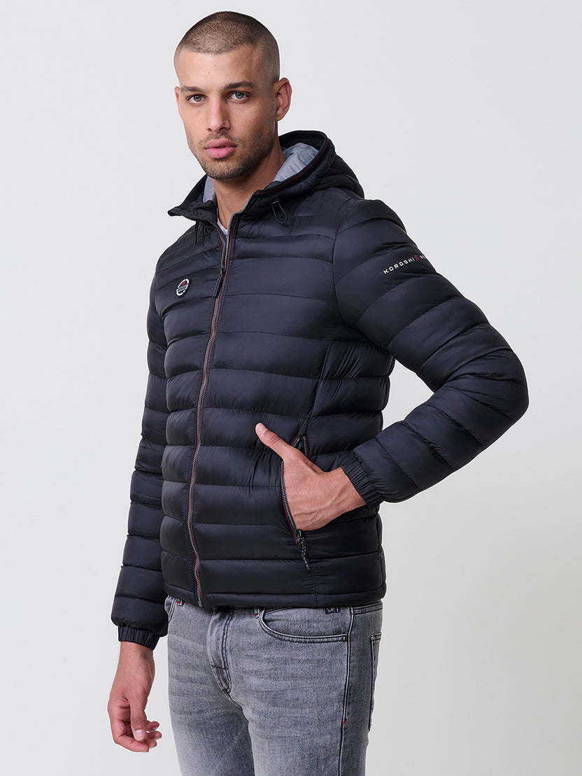 Chaqueta acolchada plumífero con capucha hombre negro - Koroshi 2521JA49