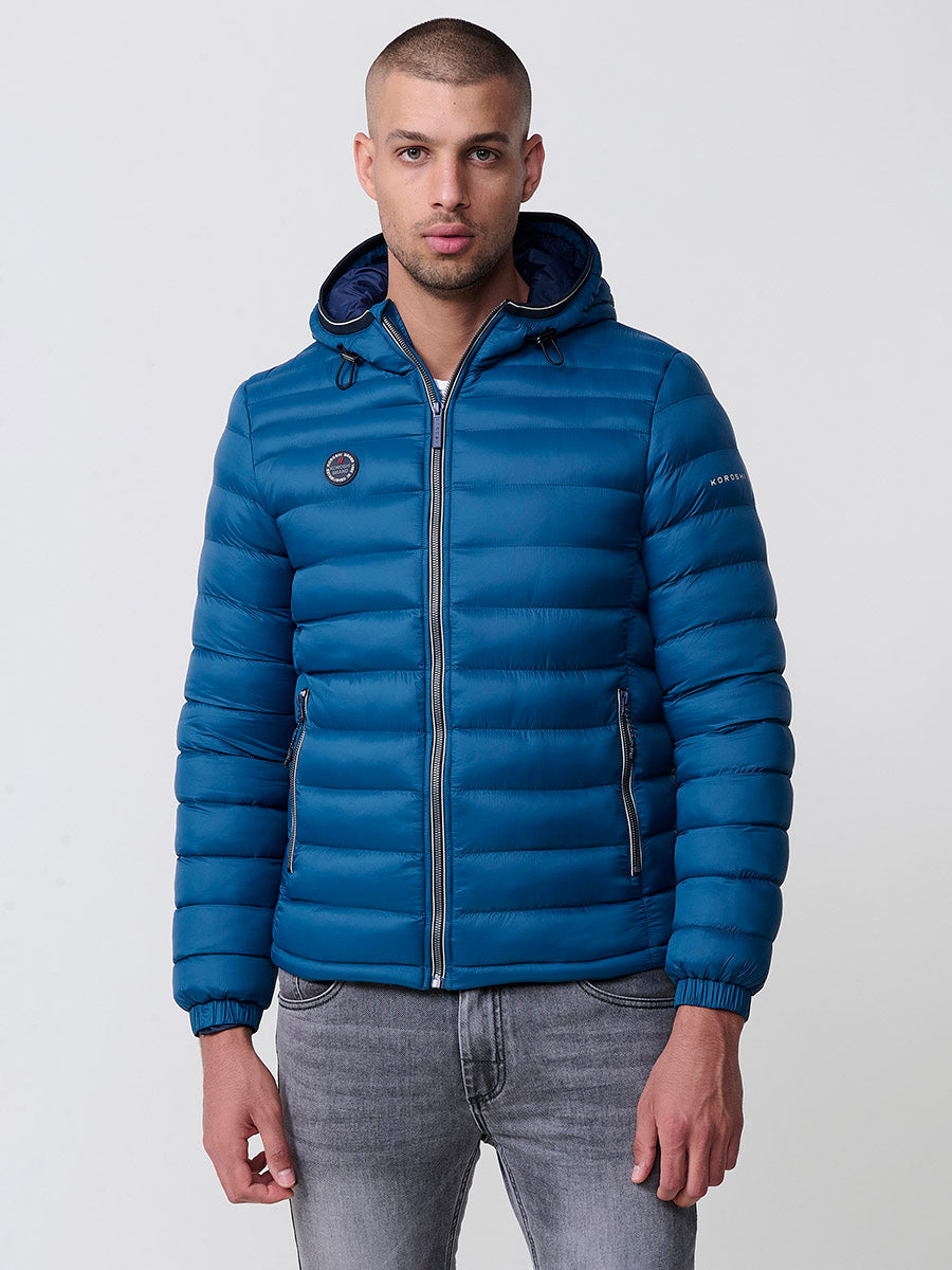 Chaqueta acolchada plumífero con capucha hombre azul - Koroshi 2521JA49