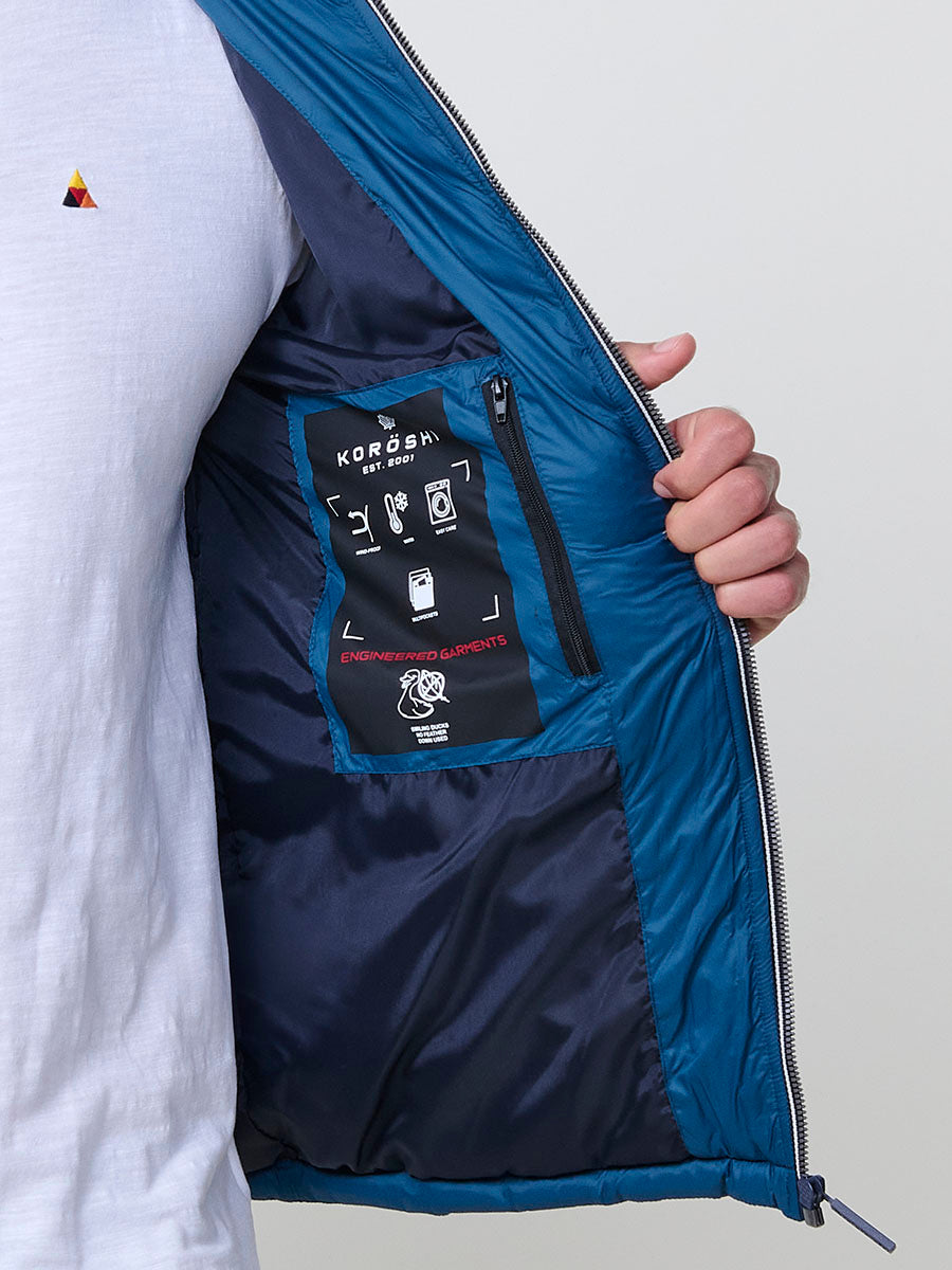 Chaqueta acolchada plumífero con capucha hombre azul detalle cremallera - Koroshi 2521JA49