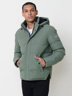 Piumino imbottito con cappuccio da uomo verde - Koroshi 2521JA61