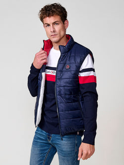 Men's high collar reversible padded vest navy - Koroshi 2521JA69