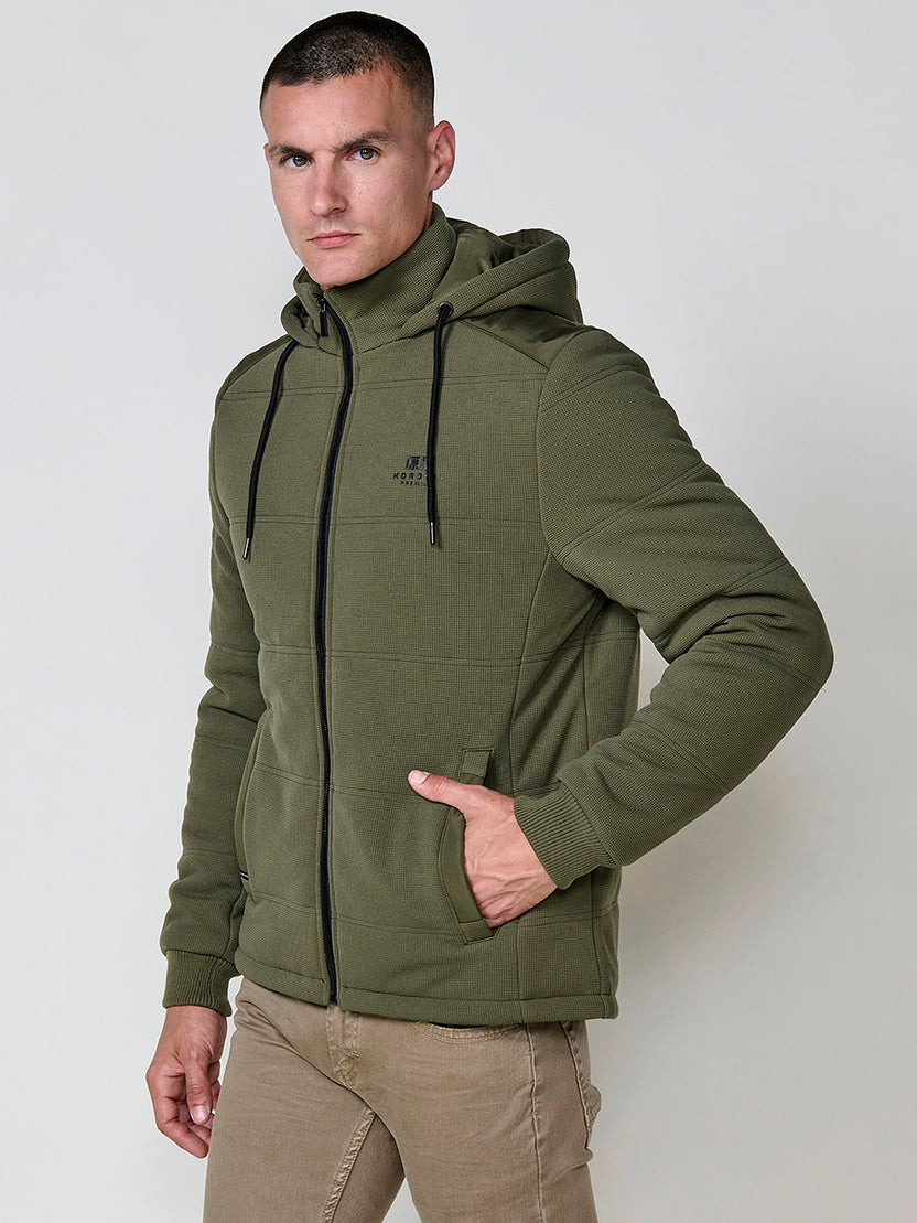 Cazadora acolchada con capucha hombre kaki - Koroshi 2521JA79