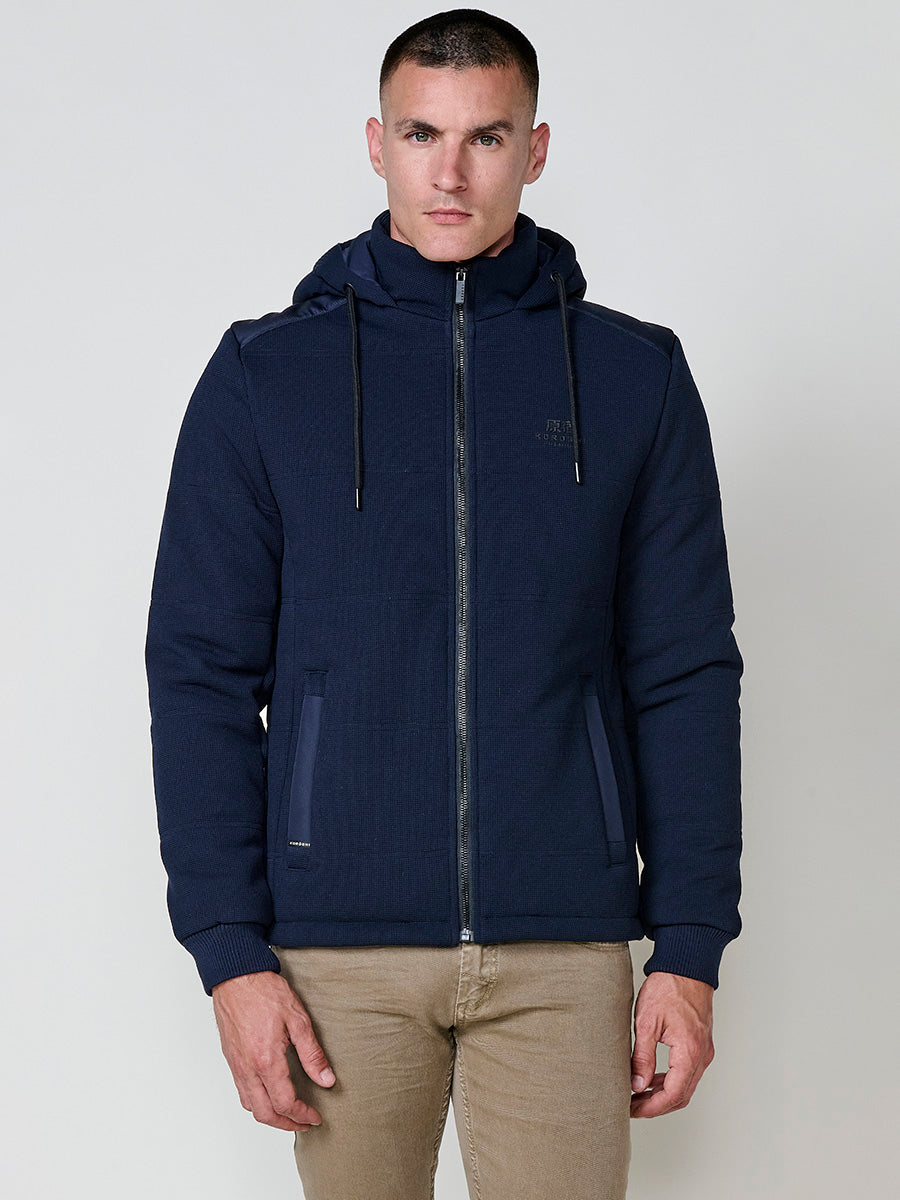 Cazadora acolchada con capucha hombre azul marino - Koroshi 2521JA79