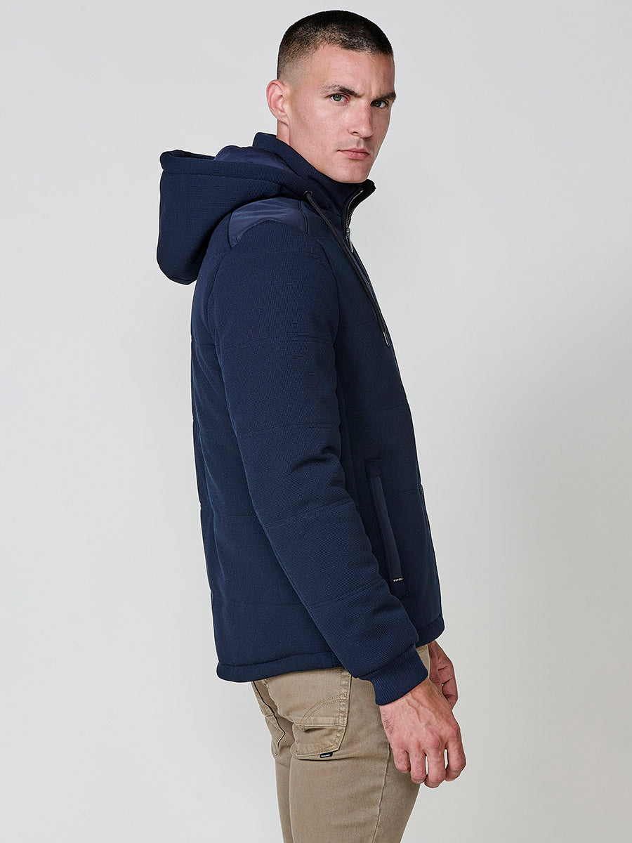 Cazadora acolchada con capucha hombre azul marino - Koroshi 2521JA79