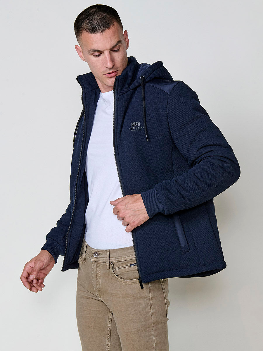 Cazadora acolchada con capucha hombre azul marino - Koroshi 2521JA79