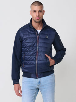 Wattierte Herrenjacke mit Stehkragen, Marineblau – Koroshi 2521JA96