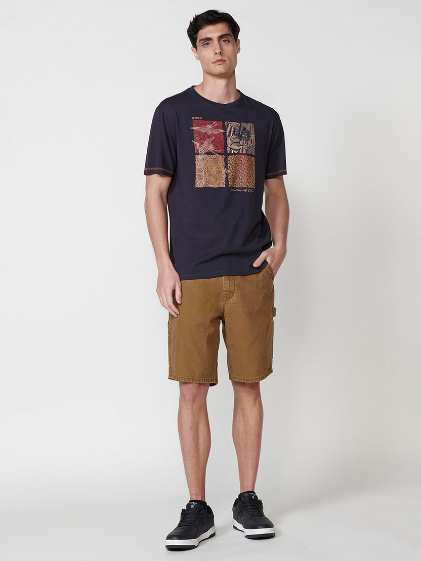 Herren-T-Shirt mit Frontprint und Rundhalsausschnitt