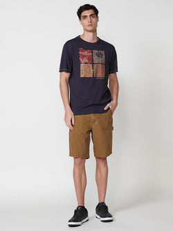 Men's round neck printed t-shirt navy - Koroshi 2521MC02