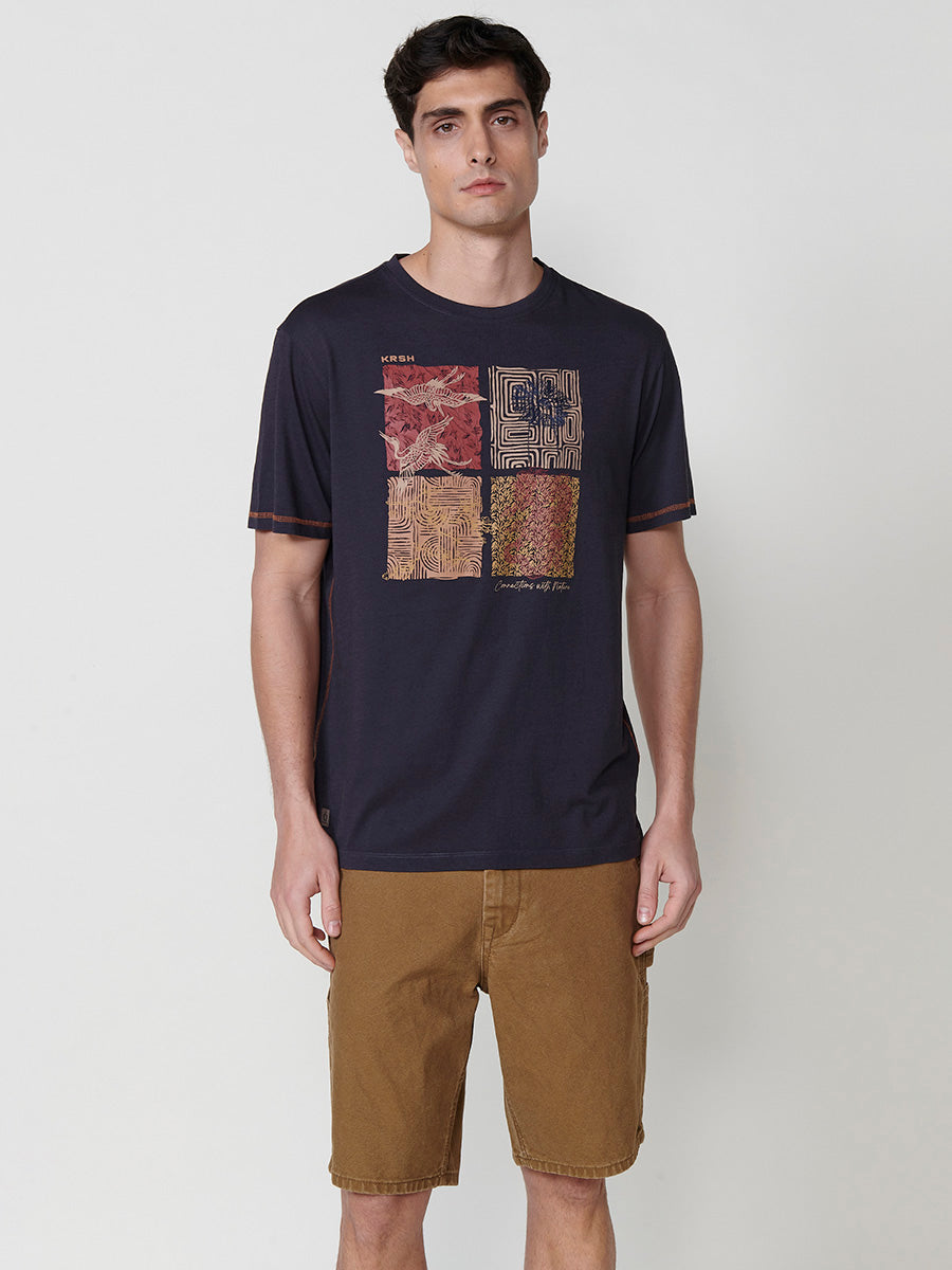 T-shirt homme avec imprimé devant et col rond