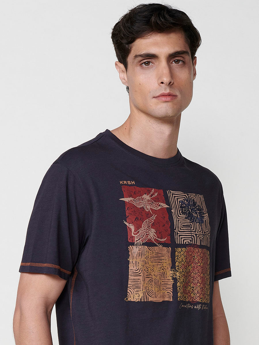 Herren-T-Shirt mit Frontprint und Rundhalsausschnitt