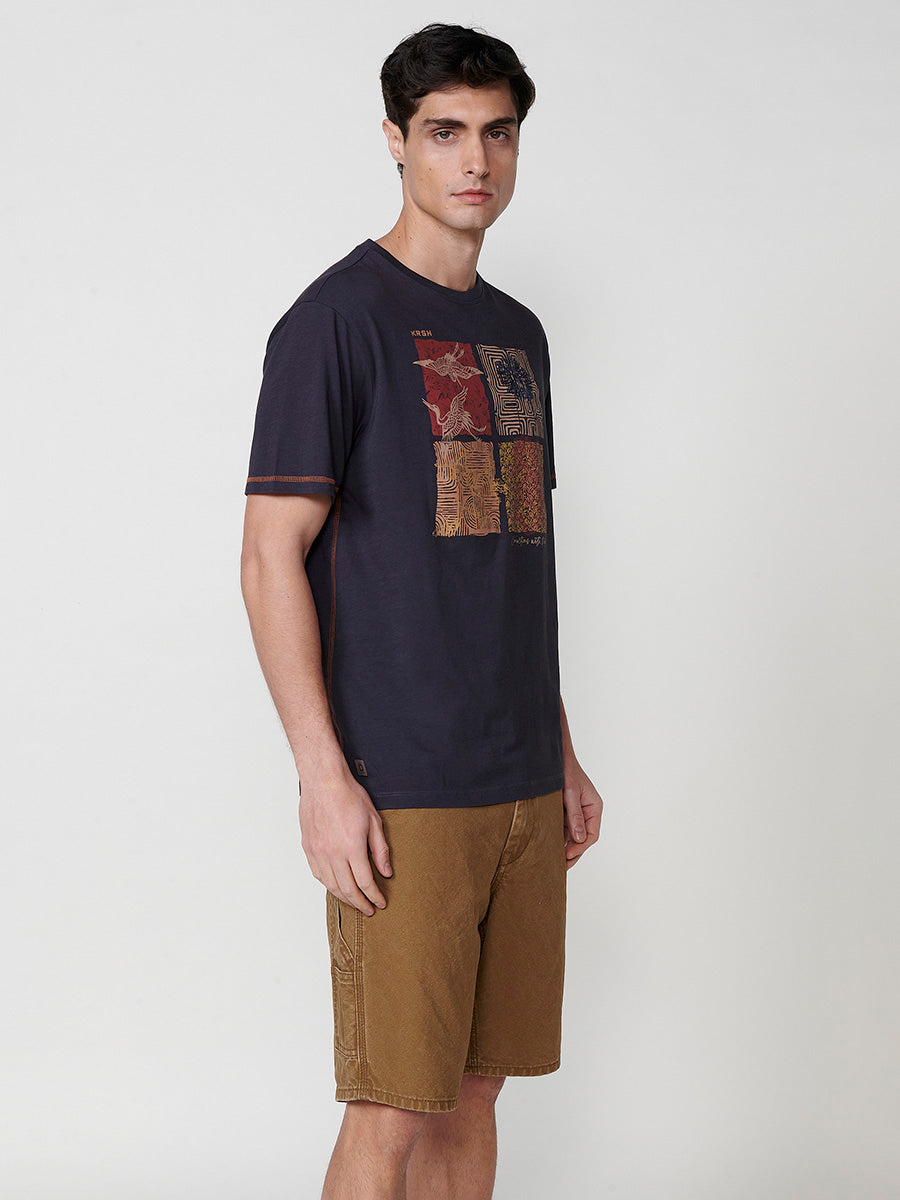 Herren-T-Shirt mit Frontprint und Rundhalsausschnitt