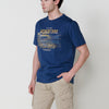 Blue men's T-shirt with front print and round neck