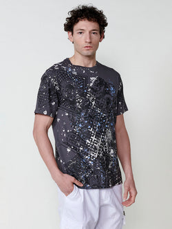 Graues bedrucktes Rundhals-T-Shirt für Herren – Koroshi 2521MC06