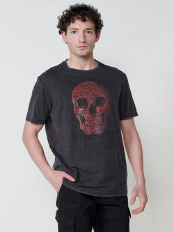 Black men's round neck printed t-shirt - Koroshi 2521MC14