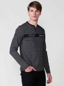 Black men's printed long-sleeved t-shirt - Koroshi 2521ML36