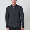 Polo homme noir à manches longues, 100% coton, col rond, ouverture boutonnée et style polyvalent.
