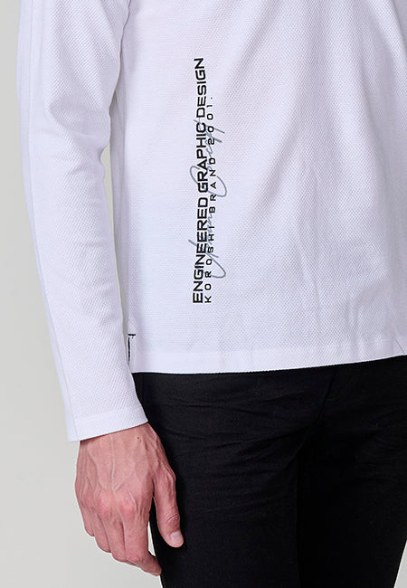 Polo homme anthracite à manches longues, 100% coton, à col rond et style polyvalent pour des looks urbains et élégants.