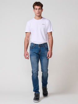 Slim fit men's jeans in medium blue - Koroshi 2521PT11