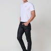 Jean motard coupe skinny pour hommes avec fermeture éclair et bouton.