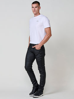 Pantalon motard coupe skinny pour homme en denim noir - Koroshi 2521PT20