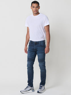 Jean biker skinny homme bleu foncé - Koroshi 2521PT22