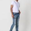 Jean pour homme Workwear Regular Fit de couleur bleu clair, en coton stretch pour plus de confort.