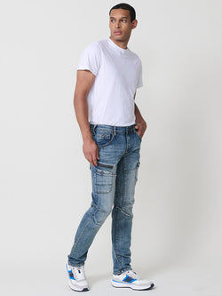 Men's light blue workwear jeans regular fit - Koroshi 2521PT35