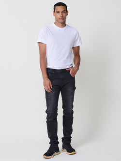 Jean homme workwear en denim noir coupe classique - Koroshi 2521PT38