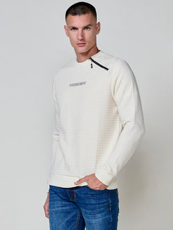 Ecru men's round neck zipper sweatshirt - Koroshi 2521SU22