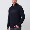 Men's ecru tricot sweater with round neck and long sleeves. 100% acrylic construction for a current and versatile style.