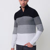 Men's navy tricot sweater with round neck and long sleeves. 100% acrylic construction for a versatile and modern style.
