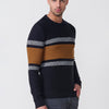 Men's ecru tricot sweater with round neck and long sleeves. 100% acrylic construction, light, comfortable and versatile.