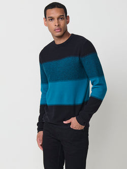 Herren-Trikotstrickpullover mit Rundhalsausschnitt, Petrolgrün - Koroshi 2521TR33