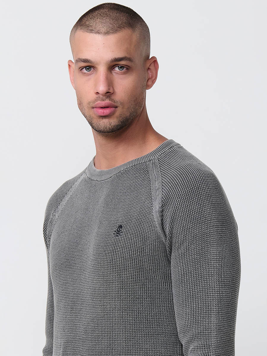 Jersey punto tricot canale efecto lavado hombre kaki - Koroshi 2521TR46