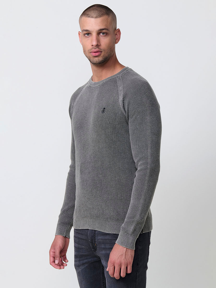 Jersey punto tricot canale efecto lavado hombre kaki - Koroshi 2521TR46