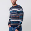 Pull homme en tricot marine à col rond et manches longues. Tissu mélangé d'acrylique, de polyamide et de polyester, moderne et polyvalent.