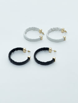Set of women's multicolored leather and metallic effect hoops - Koroshi 2522BI09