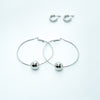 Set de pendientes aro plateados combinados grande y pequeño para mujer
