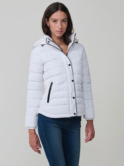 Doudoune courte col fourrure blanche femme - Koroshi 2522JA50