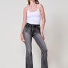 Women's boot cut jeans with metal studs