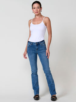 Jeans sfrangiati push up regolari da donna blu scuro - Koroshi 2522PT07