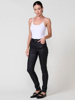 Pantalons slim quadre de gals semibrillant dona negre - Koroshi 2522PT33