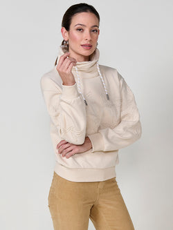 Dessuadora coll alt ajustable brodat floral dona cru - Koroshi 2522SU57