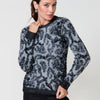 Pull femme en maille avec fourrure douce au toucher, encolure ronde, manches longues, motif jacquard animal et plaque en métal Koröshi.